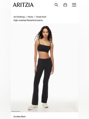 Aritzia Sunday Best Black High-Rise Flared Knit Pants